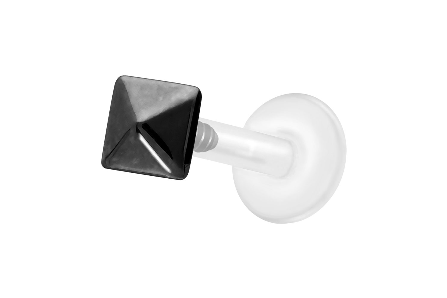 PTFE Labret Piercing mit Innengewinde + Titan-Aufsatz PYRAMIDE